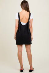 Black Denim Side Pocket Overall Maternity Dress