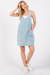 Blue Denim Side Pocket Overall Maternity Dress