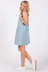 Blue Denim Side Pocket Overall Dress