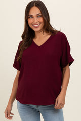 Merlot Short Sleeve Maternity Blouse