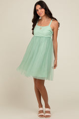 Light Olive Tulle Skirt Dress