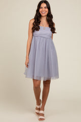 Grey Tulle Skirt Maternity Dress