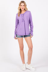 Lavender Long Sleeve Exposed Seam Top