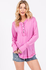 Pink Long Sleeve Exposed Seam Top