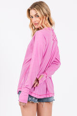 Pink Long Sleeve Exposed Seam Top