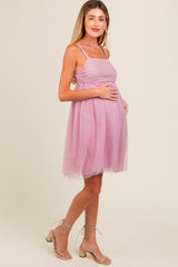 Burgundy Tulle Skirt Maternity Dress