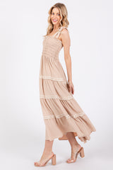 Taupe Smocked Maxi Dress