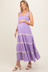 Lavender Smocked Maternity Maxi Dress