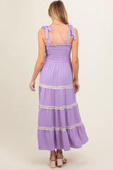 Lavender Smocked Maternity Maxi Dress