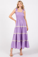 Lavender Smocked Maternity Maxi Dress