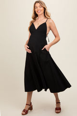 Black V-Neck Maternity Maxi Dress