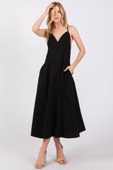 Black V-Neck Maternity Maxi Dress