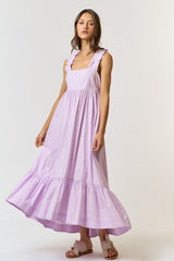 Lavender Pinafore Cutout Tie Back Maternity Maxi Dress