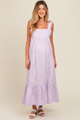 Lavender Pinafore Cutout Tie Back Maternity Maxi Dress