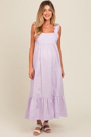 Lavender Pinafore Cutout Tie Back Maternity Maxi Dress