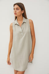 Light Olive Collared V Neck Maternity Dress