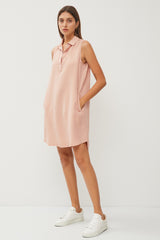 Peach Collared V Neck Dress