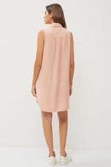 Peach Collared V Neck Dress