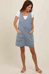 Light Blue Denim Front Pocket Skirt Overalls