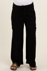 Black Pocketed Drawstring Maternity Pants