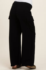 Black Pocketed Drawstring Maternity Pants