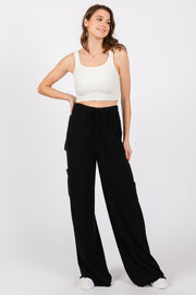 Black Pocketed Drawstring Pants