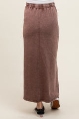 Brown Terry Drawstring Maternity Midi Skirt