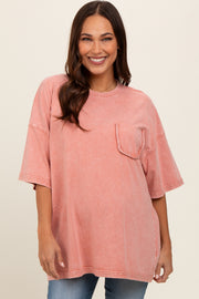 Pink Faded Wash Maternity Short Sleeve Top