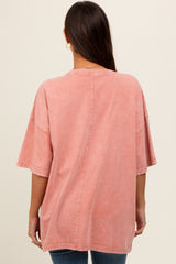 Pink Faded Wash Maternity Short Sleeve Top