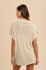 Beige Knit Tunic Sweater Top