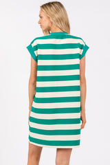 Green Wide Stripe Mini Dress