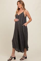 Charcoal Printed Cropped Wide Leg Maternity Jumpsuit