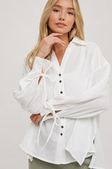 Ivory Oversized Button Down Shirt