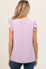 Lavender Swiss Dot Flutter Sleeve V-Neck Maternity Top