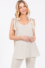 Cream Dot Print Knotted Strap Maternity Top