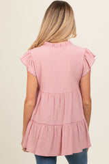 Light Pink Tiered Maternity Tunic Top