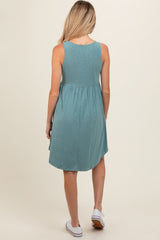 Teal Babydoll Sleeveless Maternity Dress