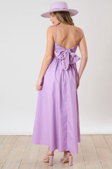 Lavender Scalloped Trim Cutout Back Maxi Dress