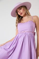 Lavender Scalloped Trim Cutout Back Maxi Dress