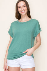 Green Short Sleeve Terry Maternity Top