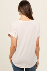 Beige Short Sleeve Terry Maternity Top