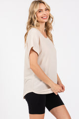 Beige Short Sleeve Terry Top