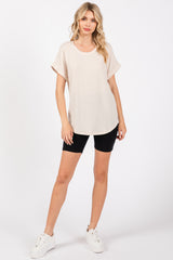 Beige Short Sleeve Terry Top