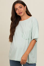 Mint Green Vintage Wash Oversized Maternity Tee