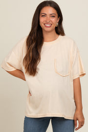 Cream Vintage Wash Oversized Maternity Tee