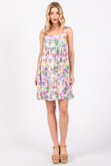 Multi-Color Floral Square Neck Dress