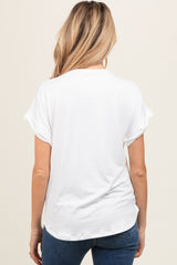 Ivory Rolled Cuff Maternity Short Sleeve Top