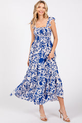 Royal Blue Ruffle Sleeve Tiered Maxi Dress