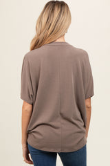 Mocha V-Neck Crepe Knit Maternity Top