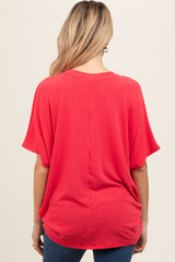 Coral V-Neck Crepe Knit Maternity Top